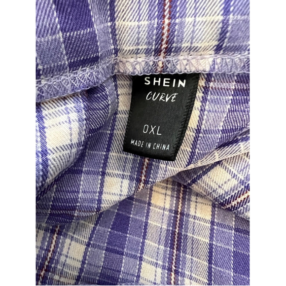 SHEIN Curves Purple Plaid High Waist Button Detail Short Skirt XL - Picture 7 of 8